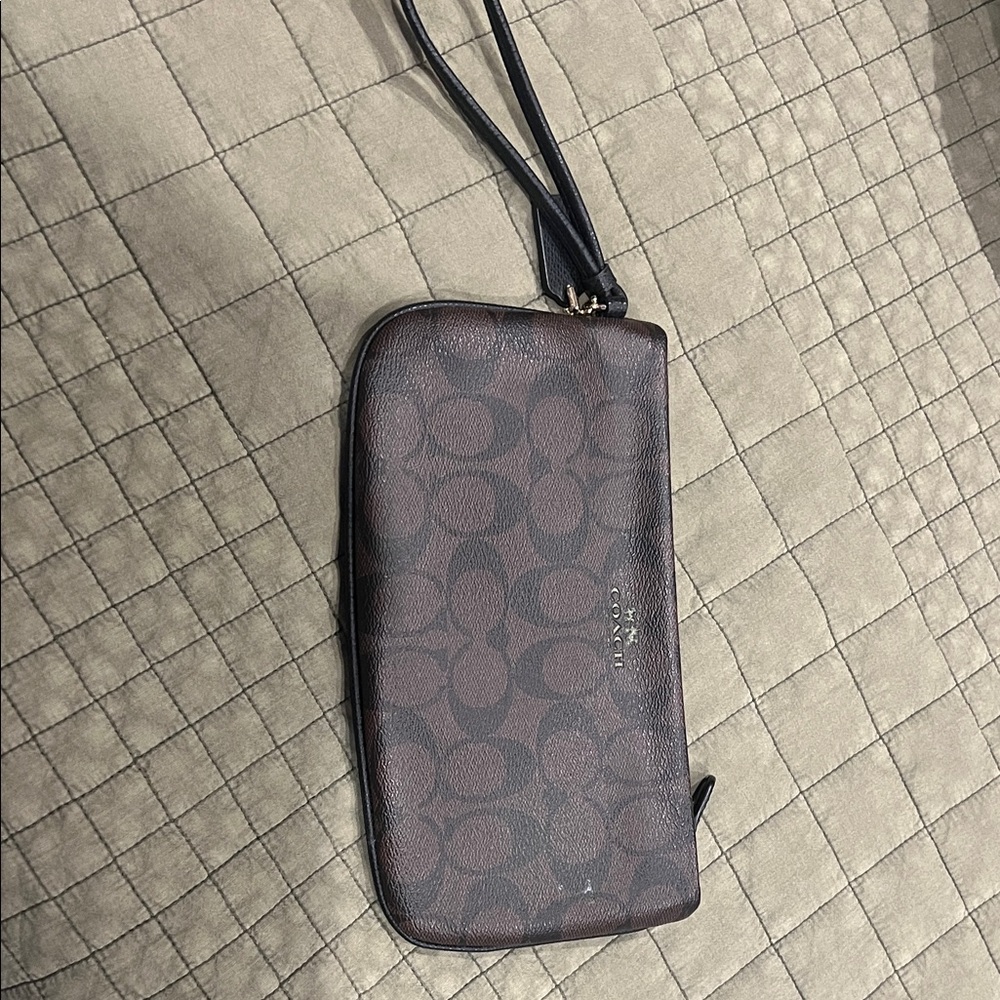 Coach Signature Brown Wristlet